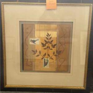 Framed Botanical Art with Birds